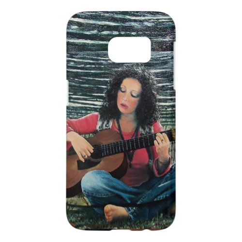 Woman Playing Music With Acoustic Guitar Samsung Galaxy S7 Case