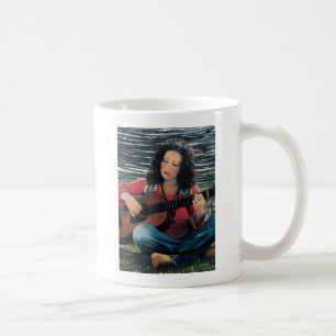 Woman Playing Music With Acoustic Guitar Coffee Mug
