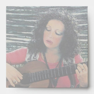 Woman Playing Music With Acoustic Guitar Envelope