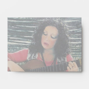 Woman Playing Music With Acoustic Guitar Envelope