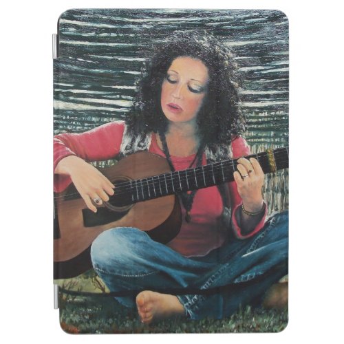 Woman Playing Music With Acoustic Guitar iPad Air Cover