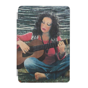 Woman Playing Music With Acoustic Guitar iPad Mini Cover