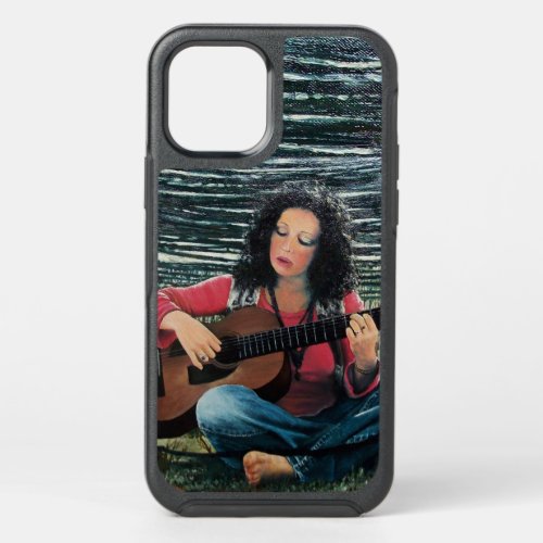 Woman Playing Music With Acoustic Guitar   OtterBox Symmetry iPhone 12 Case