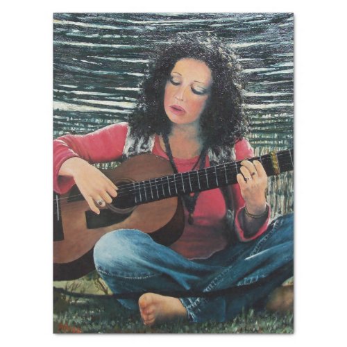 Woman Playing Music With Acoustic Guitar  Tissue P Tissue Paper