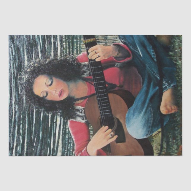 Woman Playing Music With Acoustic Guitar  Tissue P Tissue Paper (Front)