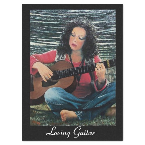 Woman Playing Music With Acoustic Guitar  Tissue Paper