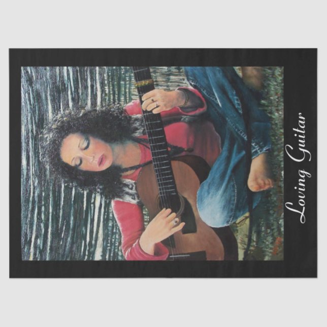 Woman Playing Music With Acoustic Guitar  Tissue Paper (Front)