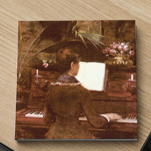 Woman Playing Piano Gift Box Ceramic Tile