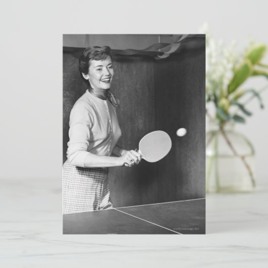 Woman Playing Table Tennis (Standing Front)