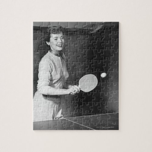 Woman Playing Table Tennis Jigsaw Puzzle
