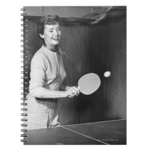 Woman Playing Table Tennis Notebook