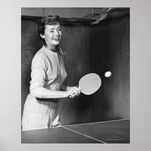 Woman Playing Table Tennis Poster (Front)