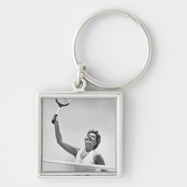 Woman Playing Tennis 2 Keychain (Front)