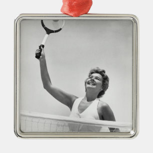 Woman Playing Tennis 2 Metal Ornament