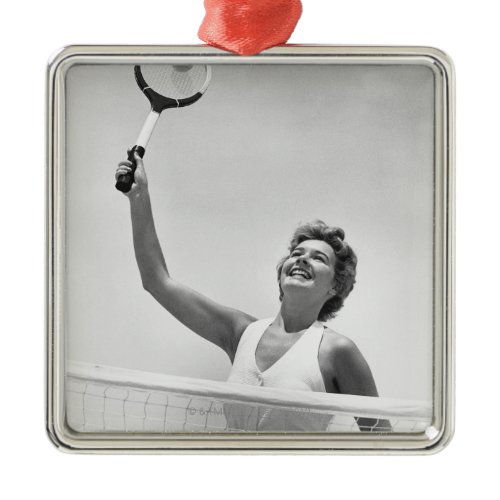 Woman Playing Tennis 2 Metal Ornament
