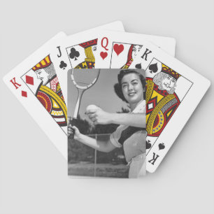 Woman Playing Tennis 3 Poker Cards