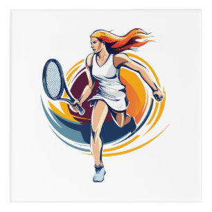 woman playing tennis acrylic print
