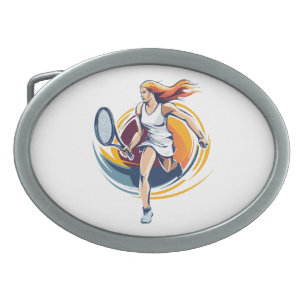 woman playing tennis belt buckle