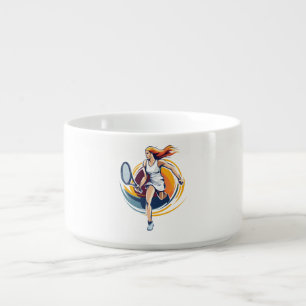 woman playing tennis bowl