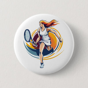 woman playing tennis button