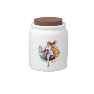 woman playing tennis candy jar