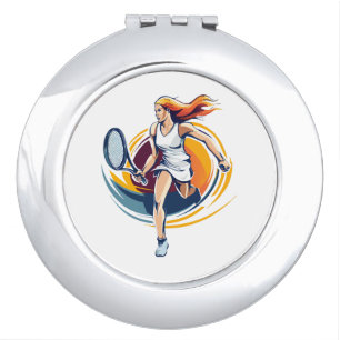 woman playing tennis compact mirror