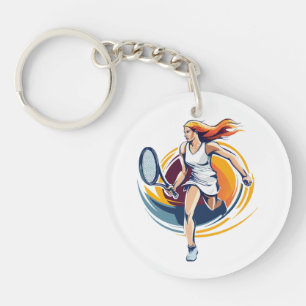 woman playing tennis keychain