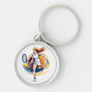 woman playing tennis keychain