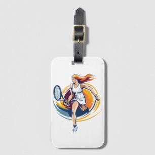 woman playing tennis luggage tag