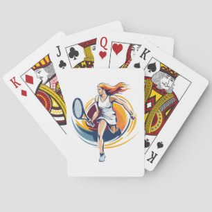 woman playing tennis poker cards