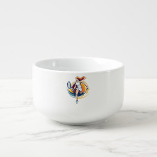 woman playing tennis soup mug