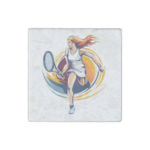 woman playing tennis stone magnet