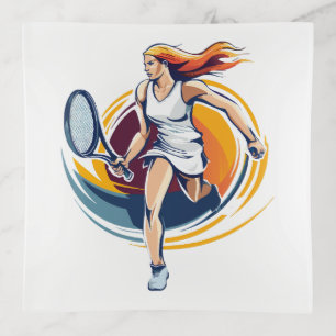 woman playing tennis trinket tray