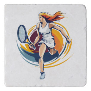 woman playing tennis trivet