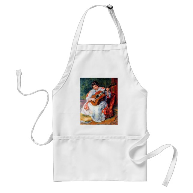 Woman Playing The Guitar by Pierre Renoir Adult Apron (Front)