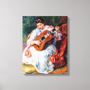 Woman Playing The Guitar by Pierre Renoir Canvas Print