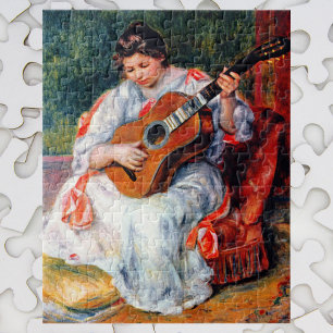 Woman Playing The Guitar by Pierre Renoir Jigsaw Puzzle
