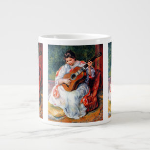 Woman Playing The Guitar by Pierre Renoir Large Coffee Mug