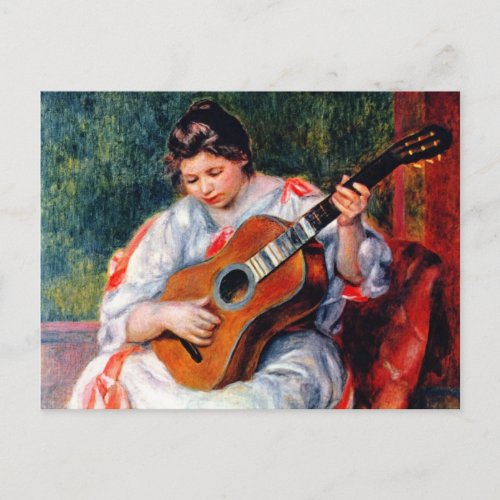 Woman Playing The Guitar by Pierre Renoir Postcard