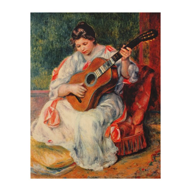 Woman Playing The Guitar by Pierre Renoir Wood Wall Decor (Front)