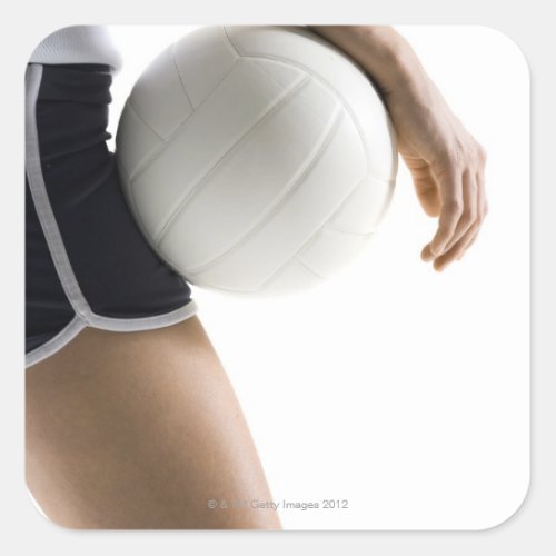 woman playing volleyball square sticker