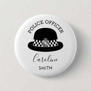 Woman Police Officer Personalized Button