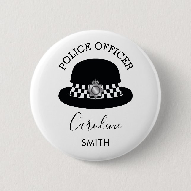 Woman Police Officer | Personalized Button (Front)