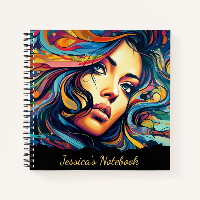 Woman Pop Art With Text Notebook (Front)