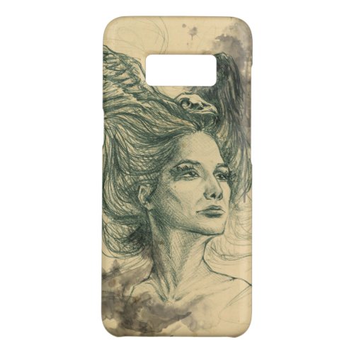 Woman portrait bird skull and wings Surreal art Case_Mate Samsung Galaxy S8 Case