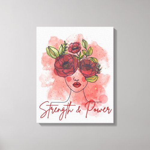 woman portrait in solid red color canvas print