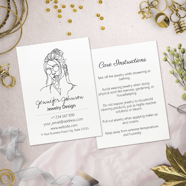 Woman Portrait Jewelry Care Cards Business Card (Creator Uploaded)