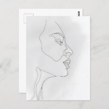 Woman Portrait, line art, Postcrossing