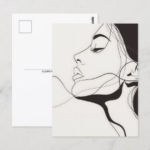 Woman Portrait, line art, Postcrossing Postcard