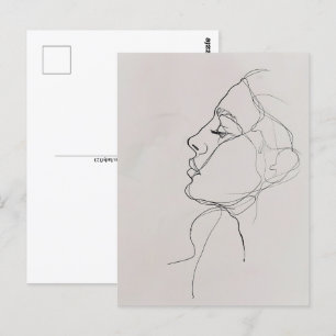 Woman Portrait, line art, Postcrossing Postcard